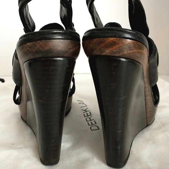 Derek Lam Genuine Leather Wedge Slingback Sandals - Black Size 37 - Picture 7 of 8